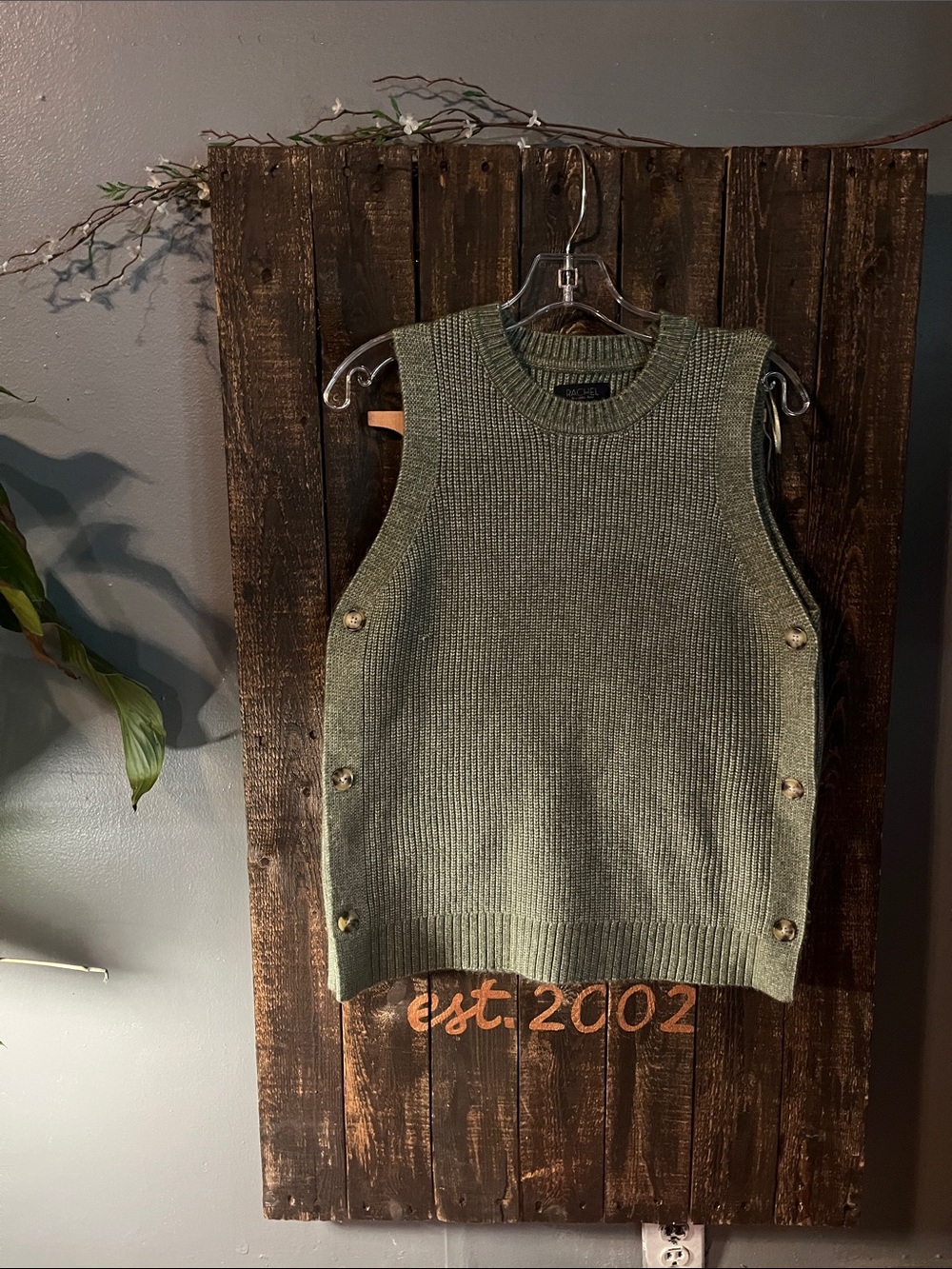 Rachel Roy Sleeveless Knit Vest in Olive Green